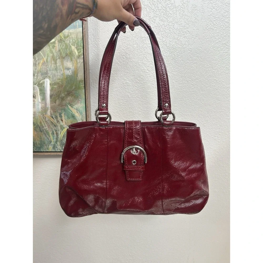Coach H1276-F19711 SoHo Burgundy Patent Leather Large Carryall
